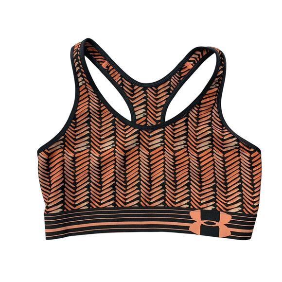 Under Armour Sports Bra Women XS Extra Small Grey Salmon Fitted Racerback Strap - Picture 1 of 8
